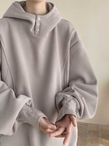 Autumn and Winter Easiest for Match Casual American Style 2023 New Arrival High Street Breasted Sweatshirt Mens Hooded Heavy Weight Stiff Clothes