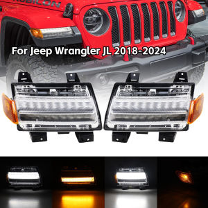 Front Fender LED Turn Signal Lights DRL Light with Side Marker Lights for Jeep Wrangler JL Sahara Rubicon 2018-2024