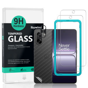 Ibywind For Oneplus Nord CE5 5G Screen Protector(Pack of 2) with 1pc Metal Lens Protector 1pc Carbon Fiber Back Film Easy Install Kit