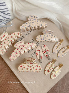 Sweet Korean Style Shark Clamp Hair Clip Womens Floral Cherry Seamless Hair Clip Forehead Clip Fresh out Fashion Jewelry