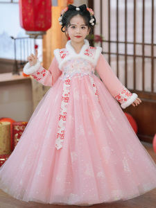 New Chinese Style Girls Cheongsam Winter Fashionable Traditional Costume Childrens Ancient Clothes Year-End Visit Dress