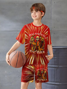 Fashion AI Games TungTungTung Sahur Design T-shirt+Shorts Summer Clothing Set Sports Suit T-Shirt & Pants Baby Outfits