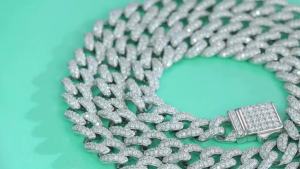 JIUZUAN D colour full moissan ite cuban chain ladies necklace men S925 silver necklace hip hop fashion luxury boutique jewellery