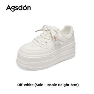 Agsdon | Platform Breathable Womens White Canvas Shoes