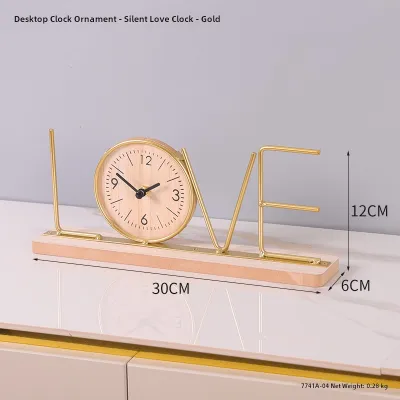 Creative Letter Desktop Clock Living Room Tabletop Clock Silent Art Entrance TV Cabinet Decorative Ornaments Nordic Style Iron