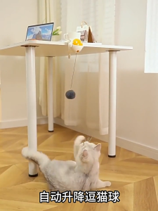 HATELI Electric Cat Toy Ball Automatic Lifting Spring Rod To Relieve Boredom Plush Ball lifting Ball Interactive Puzzle Smart Pet Toy Retractable Durable Rope(battery not included)