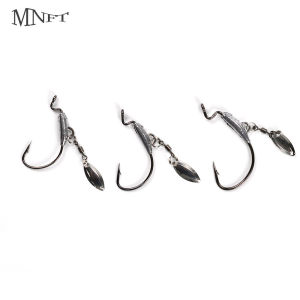6Pcs Underspin Swimbait Hook with Twistlock Weighted Crank Hooks with Silver Spinner Blades for Soft Fishing Lures