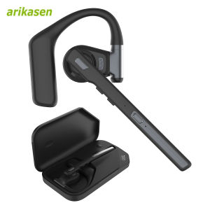 Bluetooth 6.0 Headset Wireless Hands-Free Earpiece with ENC Dual Mic Mute Button Single-Ear Headphone for Trucker Business