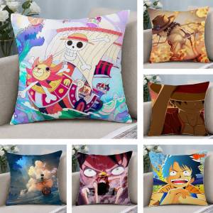 Bandai | One Piece Monkey D Dragon Anime Plush Pillow Cover Soft Short Plush Cushion Cover For Sofa Bedroom Home Decor Gift Decoration