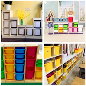 กล่องเก็บของพลาสติกแบบเปิดฝาสำหรับโรงเรียนก่อนวัยรุ่นและครอบครัว กล่องเก็บของแบบเปิดฝา ชุดกระดานโมเดล เคสเก็บของสีสันสดใส
