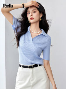 puella | Áo Sweater Kẻ Dọc Cổ V Kiểu Pháp