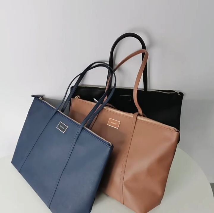 MANGO MNG Classic Shoulder Tote Bag (Black, Blue, Camel, Nude