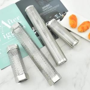 Ống Hút Khói Bằng Lưới Thép Không Gỉ Dụng Cụ Hút Khói Lạnh BBQ Dễ Vệ Sinh Chịu Nhiệt Dùng Được Cho Khói Nóng/lạnh Ống Đựng Gia Vị
