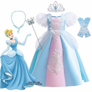 Princess Cinderella Dress Childrens Performance Birthday Girls Dress Cotton Polyester Four Seasons Universal Safe Class