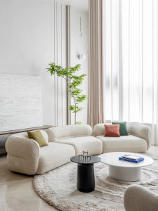 Italian Minimalist Wave Ball Sofa Designer Fabric Arc Shape Couch Non-Storable U-Type Sponge Filled Wooden Structure Furniture