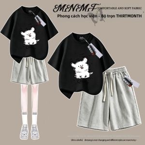 Bộ Áo T-Shirt Tay Ngắn và Quần Short Hình Chó Con