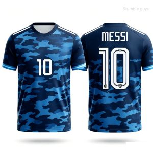Men Summer Retro Messi No.10 Football T-shirt Short Sleeve Fashion Sportswear Oversized Streetwear Daily Tops Kids Clothes