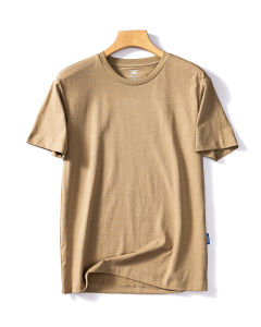 Mens Summer Short Sleeve T-Shirt round Neck Base Layer Half Sleeve Trendy Brand Solid Color Fashionable Urban Business Casual