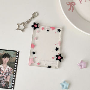 INS Fashion Simple Star Bag Pendant Keychain Card Set Cute Girl Idol 3-inch Photo Decoration Storage Card Set Student Meal Card