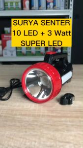 Surya Senter LED Cas Super Terang / Lampu Emergency 2 in 1 - SHT L3W 10LED - BONUS Kabel Charger