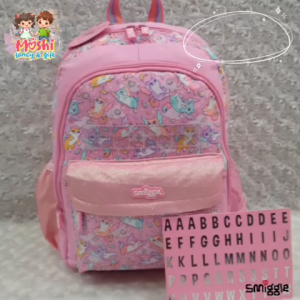 Tas Happy Cat Pink / Tas Ransel Cat Boneka / Tas Gendong Anak Model Kucing Boneka / Tas Anak Sekolah Anak TK dan SD - size M Huruf