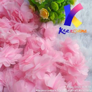 Bunga Frill Siffon/Bunga Siffon Polos Perlusin Berbagai Macam Warna