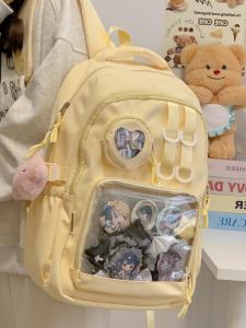 OUDENGPAI | Túi đi học dung tích lớn dễ thương trong suốt Túi đi học phong cách Nhật Bản cho nữ học sinh trung học Túi đeo vai đôi