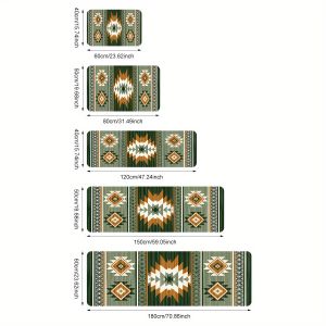 VIKAMA Xanh Vintage Thảm 2PC Bộ Mềm Mại Thảm Chùi Chân Nhà Bếp & Phòng Tắm Thảm Polyester Chống Thấm Nước Ấm Nhà Thảm Cho Phòng Khách Phòng Ngủ