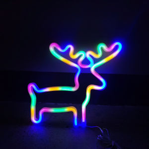 other | Reindeer Neon Sign LED Night Lights USB-Powered Battery Decorative Light for Bedroom Decor Wall ornaments Table Light