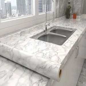 40cm marble waterproof oil proof mildew proof PVC self-adhesive wall sticker kitchen cabinet countertop wallpaper
