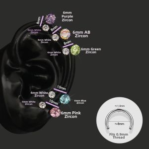 MIXIER | Titanium Horsehoe Ear Ring with Flashy Cut Zircon Insert Internal Thread Bend Bar Ear Jewelry