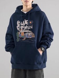 Retro American Streetwear Thickened Pure Cotton Hoodie Jacket for Teenage Boys Spring Autumn Winter Casual Comfortable Sweatshirt