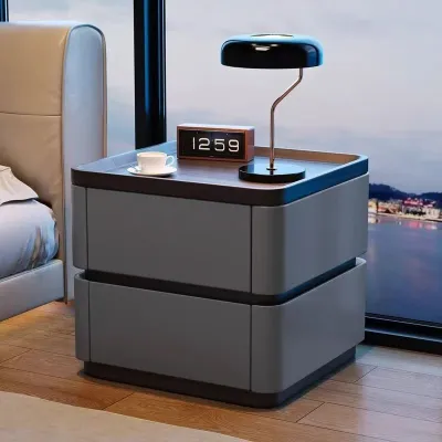 Luxurious Smart Storage Bedside Cabinet Real Wood