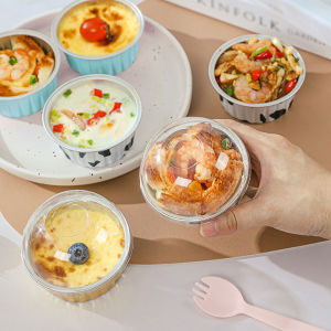 10pcs Dessert Cups with Lids Gold Aluminum Foil Baking Cups Holders Cupcake Bake Utility Ramekin Clear Pudding Cups