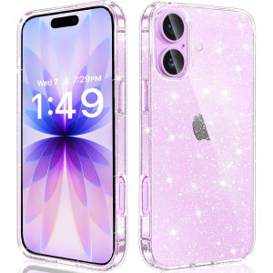 Clear Glitter Case For iPhone Air 17 Pro Max 16E 16 E 15 Plus 14 13 Mini 12 11 17Pro X Transparent Women Girls Bling Phone Cover