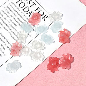 จี้รูปดอกบัวหยกสไตล์จีนดั้งเดิมพร้อมรูคู่ DIY อุปกรณ์ตกแต่งผม อุปกรณ์ทำเครื่องประดับแฟชั่น เครื่องประดับอื่นๆ