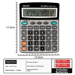 deli | Voice Announced Large Screen Calculator for Business and Accounting Portable