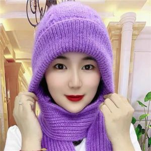 Khăn mũ len nữ lót lông thời trang Hàn Quốc quấn ấm cổ thời tiết lạnh mùa đông có nhiều màu sắc đẹp MULEN03