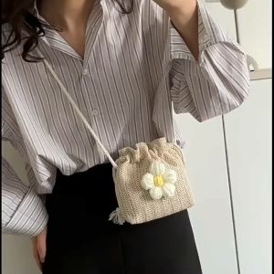BAO120 Tas Mini Anyaman Bunga Trendy Wanita - Tas Bahu & Crossbody