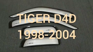 กันสาด กันสาดประตู คิ้ว คิ้วประตู สีบรอนเงิน รุ่น 4ประตู+แค๊บ โตโยต้า ไทเกอร์ TOYOTA TIGER D4D 1998 - 2004 ใส่ร่วมกันได้