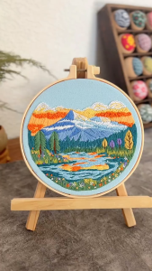 ภูมิทัศน์ DIY ชุดเย็บปักถักร้อยเย็บปักถักร้อยวัสดุที่ทำด้วยมือแพคเกจ DIY เย็บปักถักร้อยอุปกรณ์งานฝีมือสำหรับผู้เริ่มต้นรวมถึงเย็บปักถักร้อยผ้าห่วงภูมิทัศน์แขวนภาพวาดตกแต่งบ้านภาพวาด