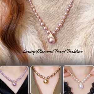 Luxury Diamonds Purple Pearl Necklace Collarbone Chain Jewelry Accessories