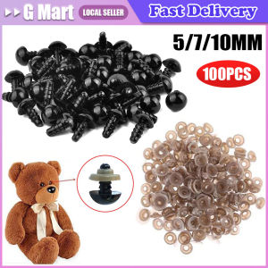 ⭐【LazTop Seller】【5/7/10 MM】100pcs Eyeball Nose Doll Accessories Black Plastic Plush Safety Eyes Amigurumi for Toys DIY Craft Funny Toy Eyes Animal 306A-LZC-Plush-Eyes-Kit