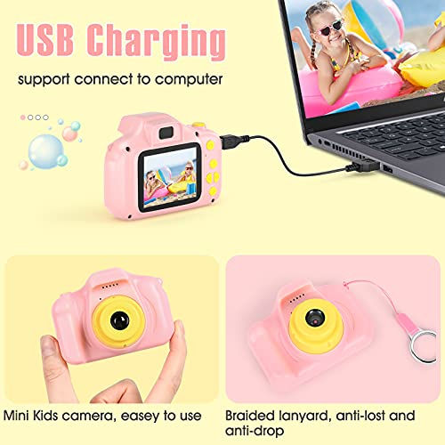 Meet Sunday 1080P Cute Digital Camera Kids Camera 48MP HD Children Camera Kids Selfie Camera for Boys And Girls with 2.0-inch IPS Screen OTG Function Dual Lenses 32GB Memory Card Birthday Gift Festival Gift Great Gift for Kids Aged 3-12 Year Old