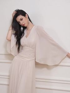 Slimming French Style Elegant White Long Dress