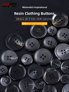 High-End Resin Button Mens round Woolen Coat Button Black Resin Cuff Link for Formal Pants Suitable for Womens Open Cardigan