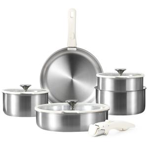 CAROTE | Non-stick Skillet Set Removable Handle Pots And Pans Set