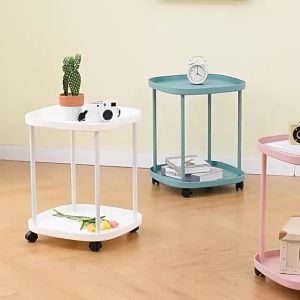 [SG Stock]Mobile Snack Table Bedside Table Simple Cream Style Small Unit Storage Bedroom Mahjong Table