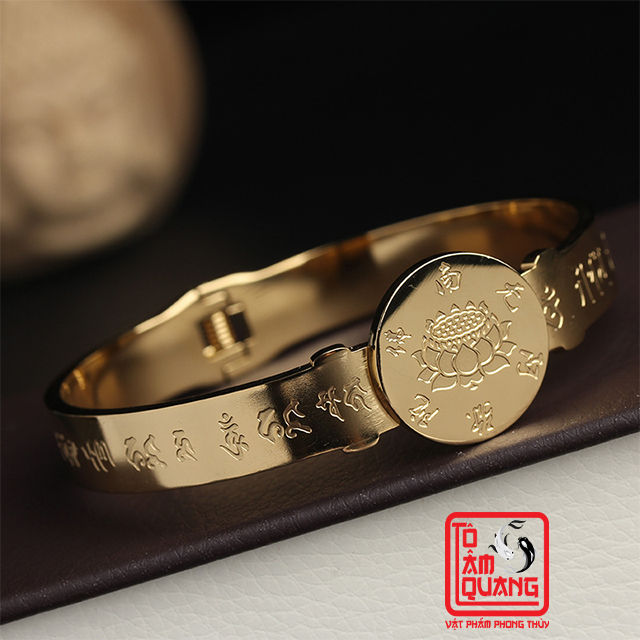 Vòng tay nam nữ titan khắc chú lăng nghiêm phong thủy dạng tròn cao cấp sáng đẹp mang lại bình an may mắn tài lôc