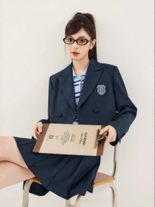 SEIFINI | Retro College Style Short Padded Shoulder Notch Collar Blazer